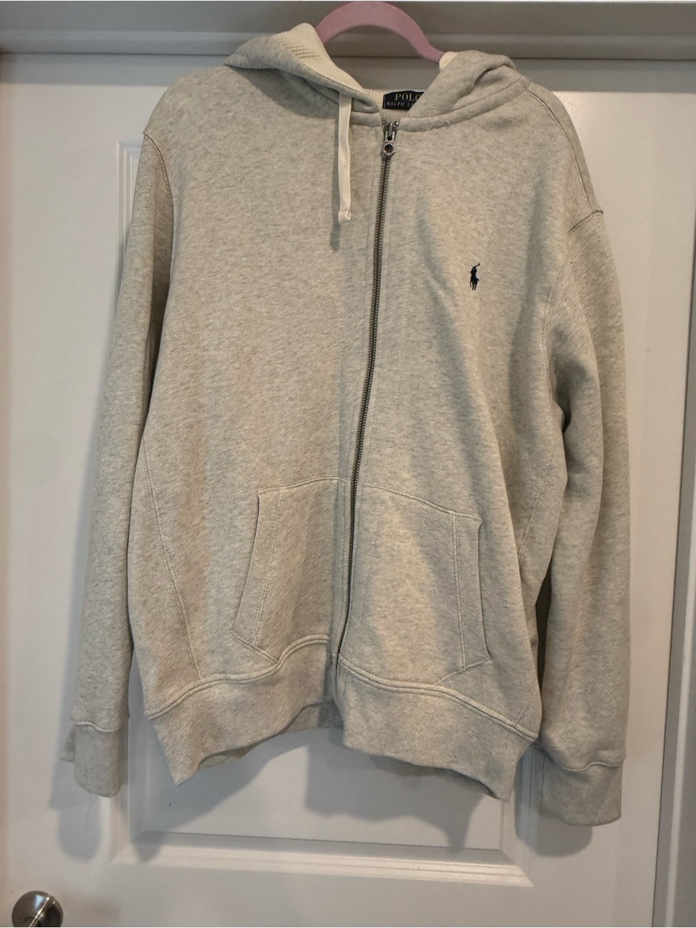 NWT Ralph Lauren Cream/Gray Hoodie with Navy Label